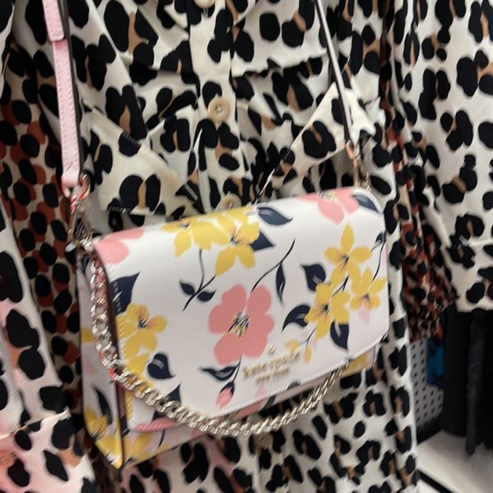 Kate Spade Carson Convertible Crossbody Lily Blooms Cream Multi - Picture 11 of 16